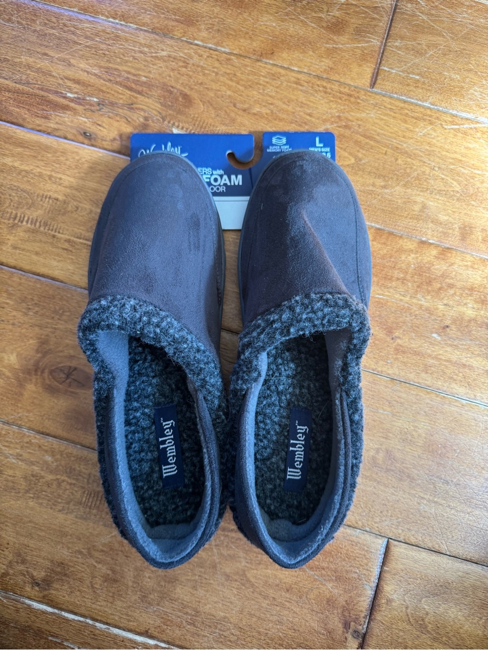 Wembley Men's Gray Memory Foam Indoor/Outdoor Slippers Size 9.5-10 Large